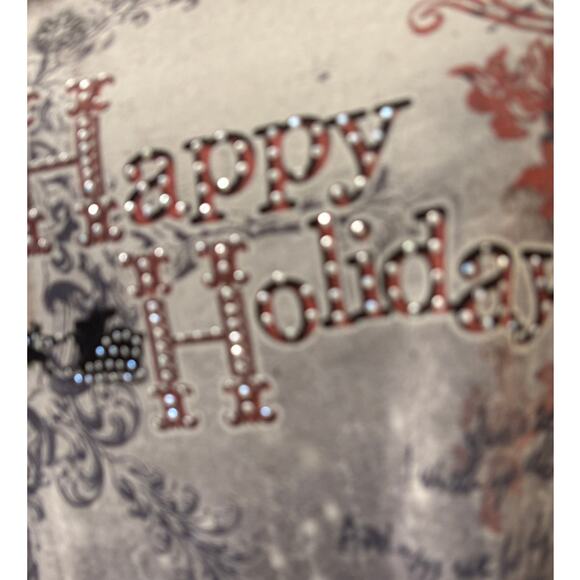 Vintage Happy Holidays 3/4 Sleeve Cotton top with Sequins (XL) - Picture 3 of 5